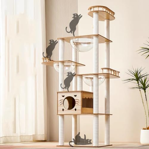 Yinanroa 73-Inch Cat Tower for Multiple Cats, Cat Tower for Large Cats, Slim, Stable, Freestanding, Popular,Prevents Cats from Falling, Space Saving, Wooden Cat Tree. 20lb (8782) - size: 8782