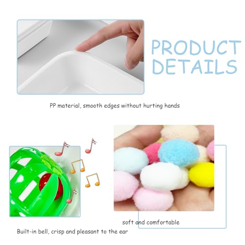 Dig-Box Tray for Hedgehog Cage with Ball Toy, Hedgehog Enrichment Kit Toy, Hedgehogs Accessories, for Hamster, Cat, Small Animal Accessories (White, 8.4 * 5.9 * 1.6in)