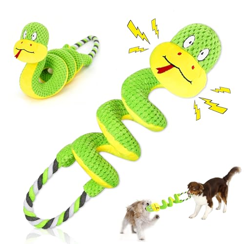 Chew Resistant Dog Rope Toy, Squeaky Crinkle Interactive Toy