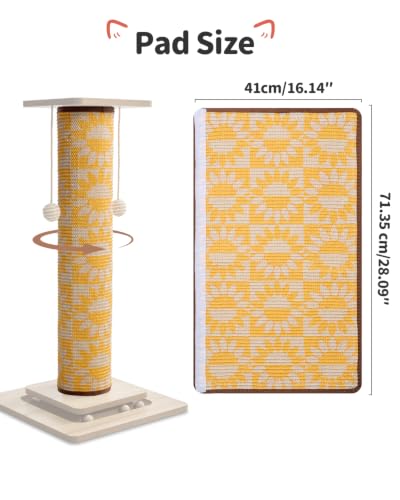 Odoland Cat Scratching Post Replace Mat Natural Sisal Scratcher Pad - color: Sunflower (Only Replace Sisal Mat)