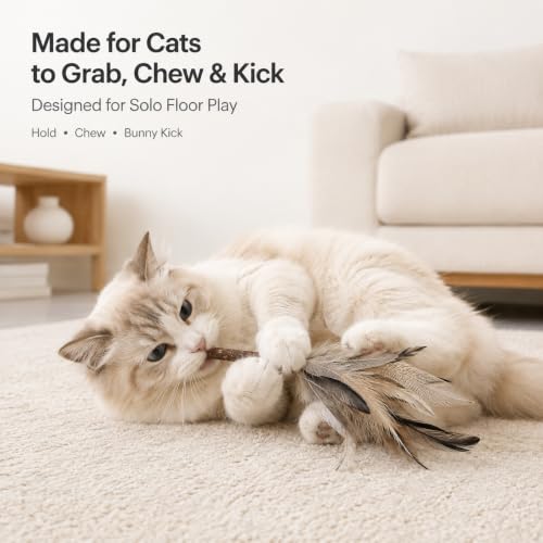 Silvervine Feather Cat Toys, 3 Pack Natural Feather Chew Toys - style: Natural Feather
