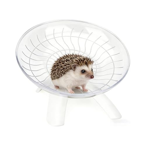 Hamster Wheel, Hamster Flying Saucer Silent Running Exercise Wheel for Hamsters, Gerbils, Mice,Hedgehog and Other Small Pets Silent Running Wheel Hermit Crab Wheel(White)