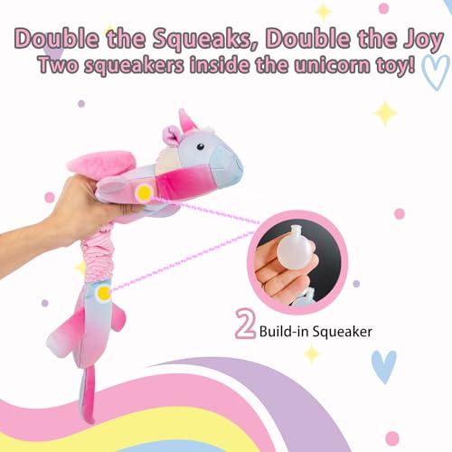 lilfrd Pink Unicorn Squeaky Dog Toy, Crinkle Plush Tug Toy for Dogs - style: Unicorn