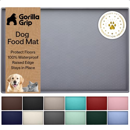 GORILLA GRIP Dog Food Mat, 100% Waterproof Silicone, 16x10 Gray - color: Gray, size: 16"l X 10"w