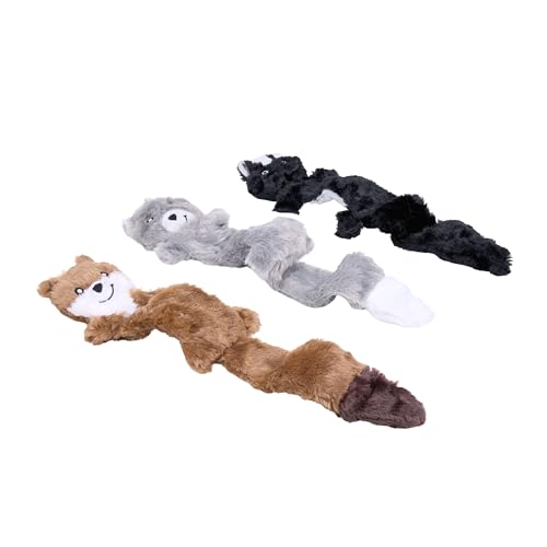 ZippyPaws Skinny Peltz No Stuffing Dog Toy Pack to Keep Them Busy - 18" - style: Weasel, Skunk, Wolf - Large (3-pack)