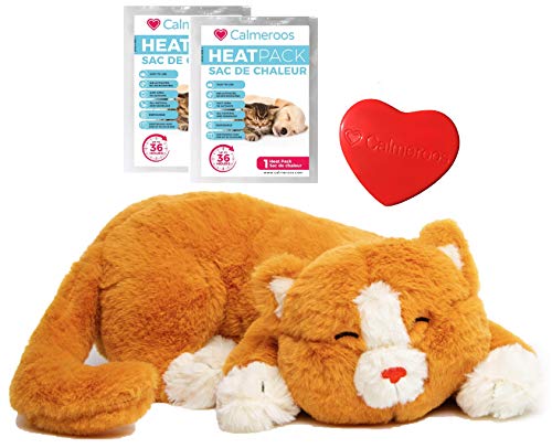 Plush Heartbeat Toy - Calming Anxiety Relief Toys for Puppies and Kittens - Heartbeat in a Soft Comforting Pet Plush for Dogs and Cats (Orange Kitty) - color: Orange Kitty