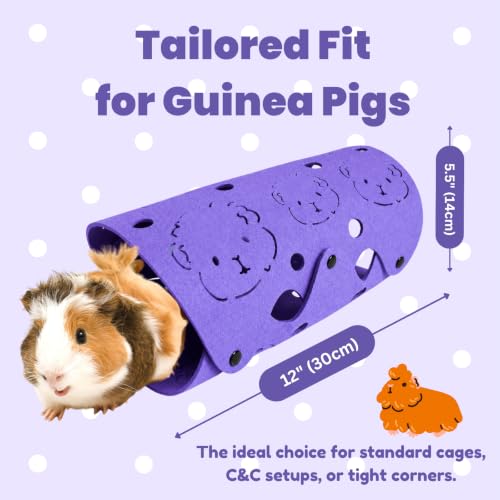 Guinea Pig Tunnel, Washable Felt Hideout, Cavyhead Design，Purple - color: Purple