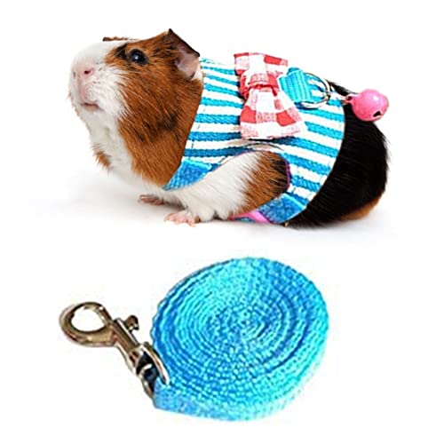 Litewoo Small Animal Harness Leash Set for Guinea Pig (Medium,Blue Stripe) - color: Blue Stripe, size: Medium