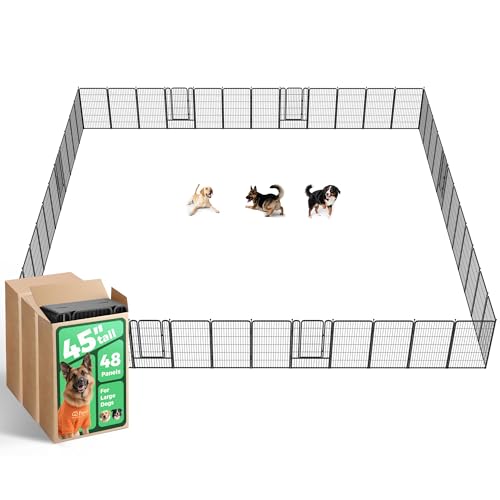 FXW Rollick Dog Playpen, Indoor, Yard & RV Camping, 45" H, 48 Panels - color: Black, size: 45"H