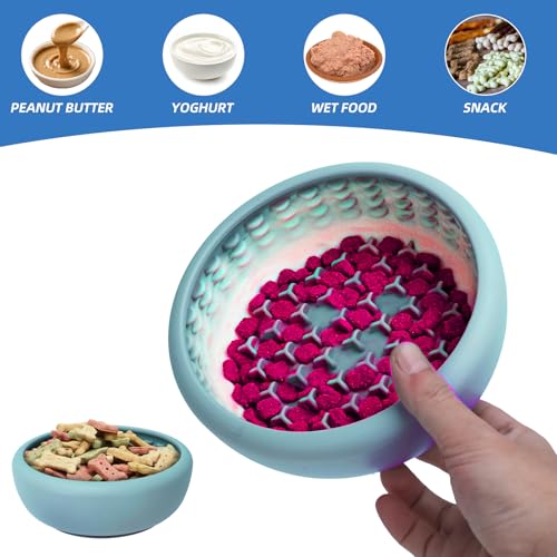 Dog Lick Bowl,Silicone Slow Feeder Bowls for Dogs and Cats - Wet Food, Suction Cups, Non-Slip Design (Blue, Large) - color: Blue, size: Large