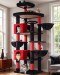 Globlazer 82in Gothic Extra Large Cat Tree for Indoor Cat Large Adult, S82 - color: Black Red