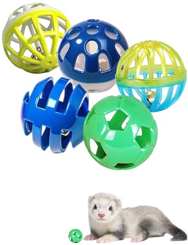 5 Pack Hollow Plastic Play Balls, Assorted Hollow Shapes for Ferrets - size: 1.5''