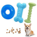 3-Pack Puppy Chew Toys for Teething Relief – Soft & Durable Rubber Toys for Small & Medium Puppies, Includes Squeaky Donut, Bone & Food-Dispensing Toys for Teeth Cleaning & Oral Health
