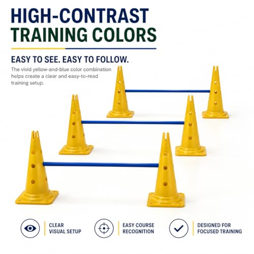 Dog Agility Equipment, 20-Inch Hurdle Set, 10.6 oz Weighted Cones - size: 20-Inch-Yellow