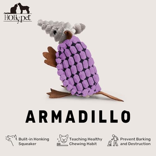 Hollypet Armadillo Squeaky Puppy Dog Toys for Small Medium Dogs, 6" - color: Purple, size: 6 IN