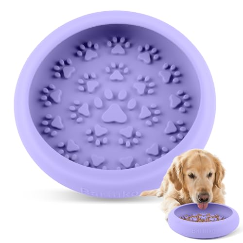 Silicone Dog Lick Bowl, Slow Feeder Dog Bowls with Strong Suction, Purple - color: Purple