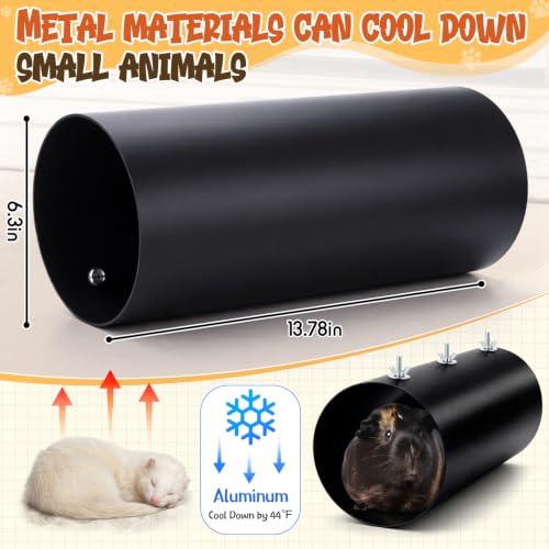 Soulchen Chinchilla Tunnel Hideout, Metal Cooling Tube for Ferret and Guinea Pig, Small Animal Cage Tunnel Bed, Hanging Corner Tube Toy, Chew Resistant, Black