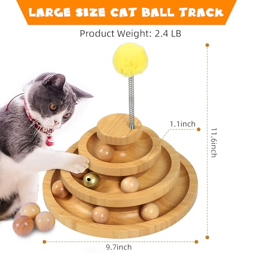 DoogCat Cat Ball Track - 3-Level Cat Ball Tower with 9 Removable Balls for Interactive Play and Mental, Physical Exercise - Large Size - size: Large - Standard
