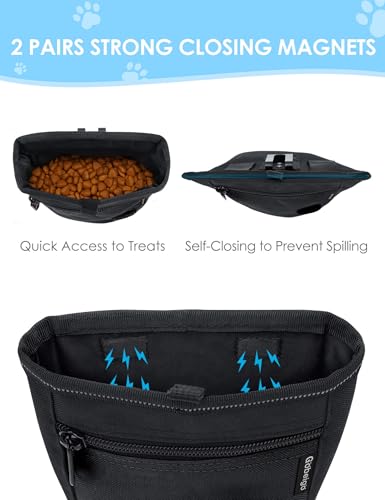 Gobeigo 2 Cup Magnetic Closure Dog Treat Pouch with Training Clicker(Black) - color: A-Black