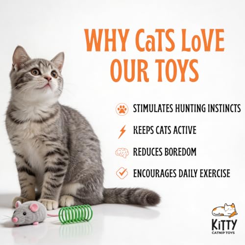 Kruncher Set, 34 to 44 Piece Interactive Cat Toy, Variety Pack Includes 2 Burlap Crinkle Kicker Toys with Feathers 30 Durable Cat Springs and 2 Soft Plush Pom Poms for Indoor Cats.