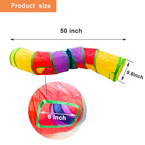 Cat Tunnel, Cat Tunnels for Indoor Cats, S-Shape Foldable Cats Cave - color: S - 2 Way Yellow Green