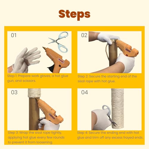 Natural Sisal Rope for Cat Tree and Scratching Post, 3/16 Inch x 100ft - size: 3/16'' x 100ft