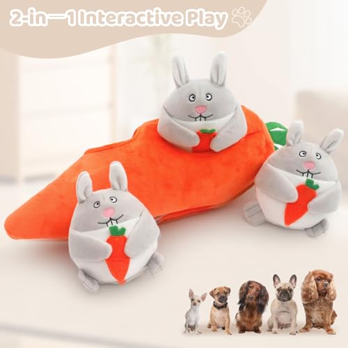 IFOYO Hide and Seek Dog Puzzle Toys, Plush Interactive Puppy Toys for Small, Medium Dogs, Easter Puppy Essentials - style: Rabbit
