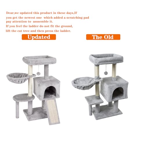 Cute Cat Tree Kitten Cat Tower Condo Furniture Scratching Posts Hammock - color: Grey