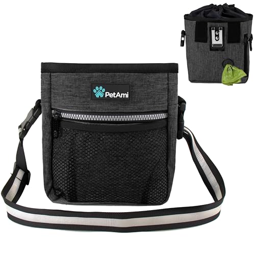 PetAmi Hands Free Dog Treat Pouch for Training and Walking, Charcoal - color: Heather Charcoal