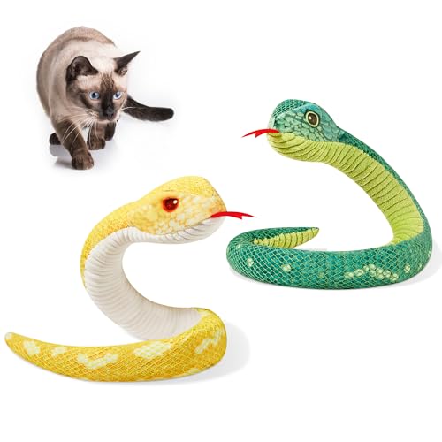 Potaroma Cat Toys Realistic Snake Catnip Crinkly Sound Toy 2 Pcs for Halloween, Mesh Fabric for Teeth Cleaning, Interactive Kicker Toys for Indoor Kitten Exercise 20 Inches - size: 20 Inches