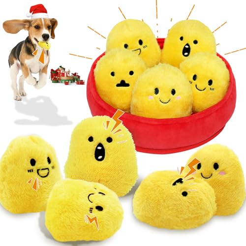 YZHDUXIU 6 Pack Chicken Nugget Squeaky Dog Toys Interactive Puppy Chew Toys - color: Yelllow Chicken Nugget