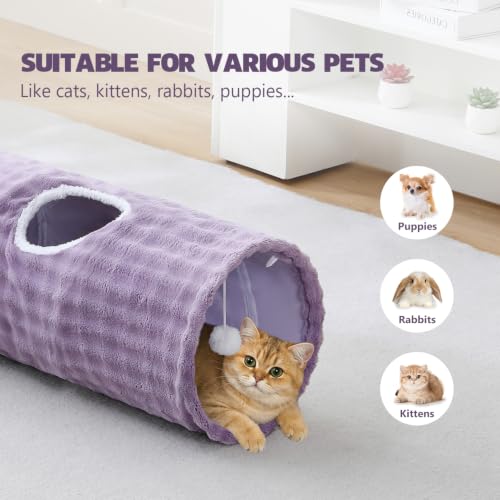 Straight Bubble Cat Tunnel for Indoor Cats 47"x12", Dusty Purple - color: Dusty Purple, size: Straight