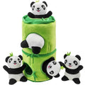 Hide and Seek Dog Toys, Interactive Squeaky Plush Puzzle Puppy Chew Toy to Keep Them Busy for Small Medium Large Dogs(Bamboo Hideaway with 5 Pack Panda) - color: Bamboo Hideout with 5 Panda