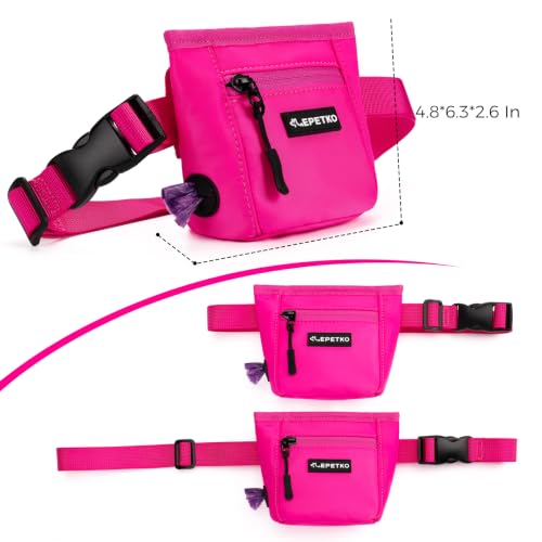Dog Treat Pouch, Powerful Magnet Closure Device Dog Training Treat Bag Large Capacity Pet Treat Pouch with Poop Bag Dispenser Treat Bag for Dog Training with Metal Waistband Clip (Pink) - color: Pink