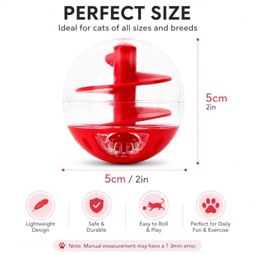 Cat Slow Feeder Puzzle Ball - 2 * 2in Interactive Treat Dispenser Toy for Cats, Helps Relieve Boredom, Promotes Healthy Eating, Reduces Fast Eating, Cat Food Puzzle Ball