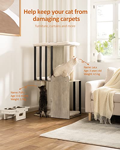 FourFurPets 43.8" Modern Cat Tree for Large Cats, Extra-Large Perch - color: Greige, size: 23.6"L x 15.7"W x 43.8"H