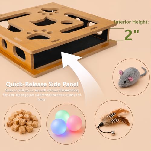 Cat Nail File Scratcher Box MDF Puzzle Toy with Sandpaper - color: Brown