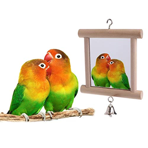 Litewoo Bird Mirror with Bell Parrot Swing Interactive Play Toys, 2PC - color: Bird Mirror with Bell-2PCS