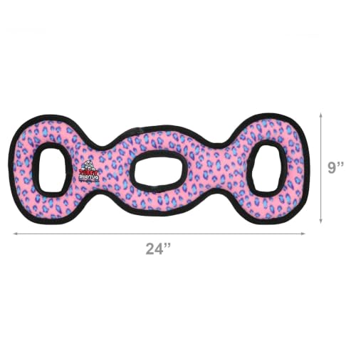 TUFFY® 2 Pack Ultimate 3WayTug Ultra Durable Plush Dog Toys - color: 2PK Pink Leopard 3Way Tug