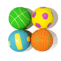 Squeaky Dog Balls, Interactive Funny Puppy Chew Toys for Fetch Play to Keep Them Busy, Latex Rubber Pet Tennis Soccer Ball Toy Bundle (4 Pack) for Puppies Small Breed Dogs - size: Small 2.4”, style: 4 Pack