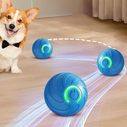 Smart Jumping Ball Toy for Dogs, Duraspin Dog Bouncing Ball, Interactive Bouncing Toys for Puppy Toys （2Pack-Orange & Bule） - color: orange & blue
