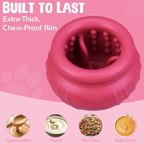 Wobbly Dog Enrichment Lick Toy, Stuffable Frozen Lick Bowl to Keep Dogs Busy, Long-Lasting Interactive Treat Dispensing Dog Toy, Silicone Fetch Catch Chew Toy(Rose,L) - color: Rose, size: L