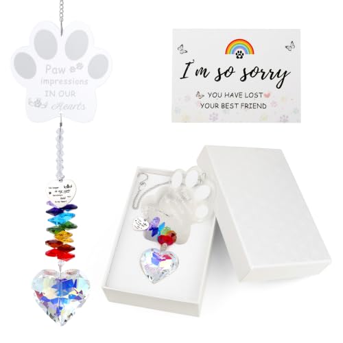 Pet Memorial Gifts for Loss of Dog, Pet Dog Memorial Suncatcher - color: White Cat Paw Engraving