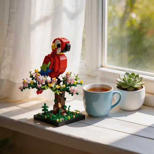 3D Scarlet Macaw Bird Micro Blocks Set - 900Pcs Tropical Model