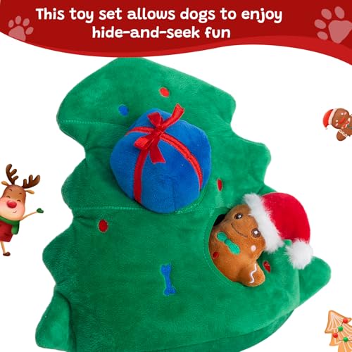 Hollypet Christmas Squeaky Hide and Seek Dog Toys for Small and Medium - style: Christmas Tree