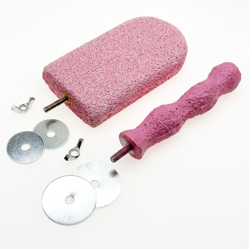 Pet Teeth Grinding Stone and Perch, Bird Perch Stands, Natural Chewing Toys for Small Medium Birds Budgies Conures Cockatiels Rats, Purple and Pink - color: Purple and Pink, size: Big