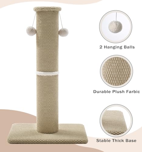 Made4Pets Tall Cat Scratching Post, Carpet Scratcher for Indoor Cats, 33" - color: Beige, size: 33"