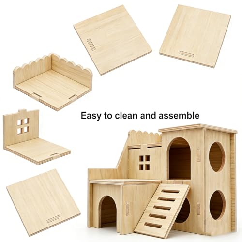 Wooden Hamster Hideout, Cage Accessories Small Pet Enrichment Toy