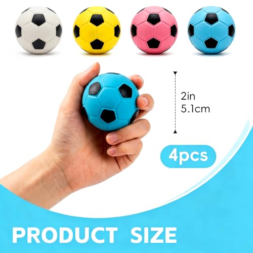 4 Pack 2 Inch Squeaky Dog Soccer Ball Toys, Soft Latex for Small Dogs - size: 4
