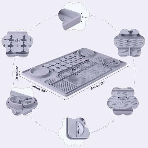 Silicone Lick Mat for Dogs 32"x 20" Large Slow Feeder Mat, Grey - color: Grey:32"x20"